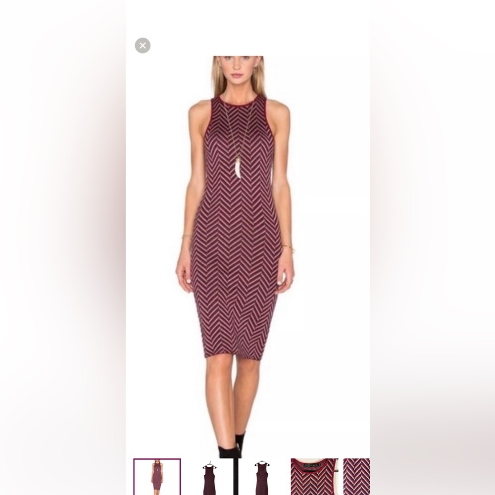 House of Harlow 1960 x Revolve Sz Small Tara Chevron Zig Zag Midi Sweater Dress.
